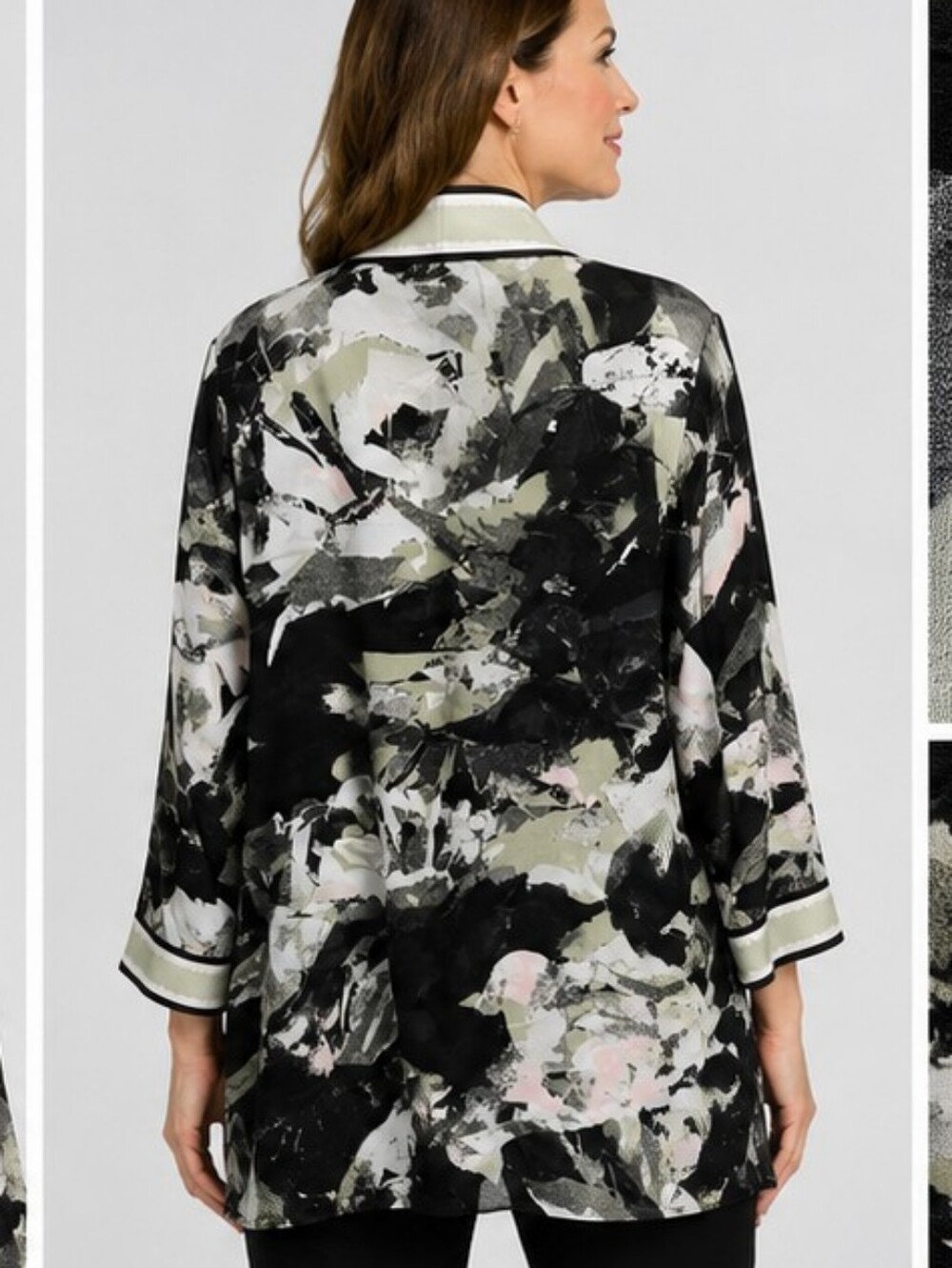 Bob Mackie Wearable Art Abstract Floral Open Front Duster Jacket XL - Picture 11 of 11